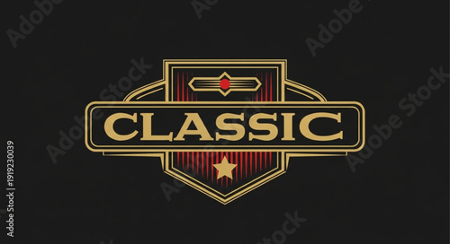 Classic Emblem with Star and Stripes Design.