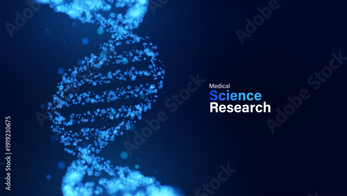 DNA Double Helix Structure Science Research Concept Background. Biotechnology DNA molecule in low poly wireframe style.