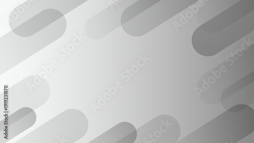 シルバーグレーグラデーションと透け楕円のビジネス向けメンフィス風抽象フレーム背景 16:9	
