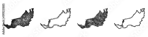 Sketch Sarawak outline map design set