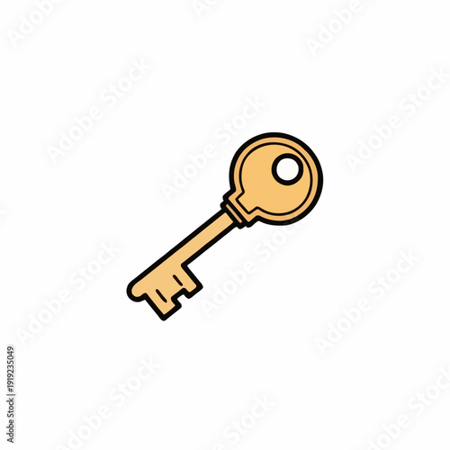 A Classic Gold Skeleton Key With A Single Bow And A Bit On A Plain White Background