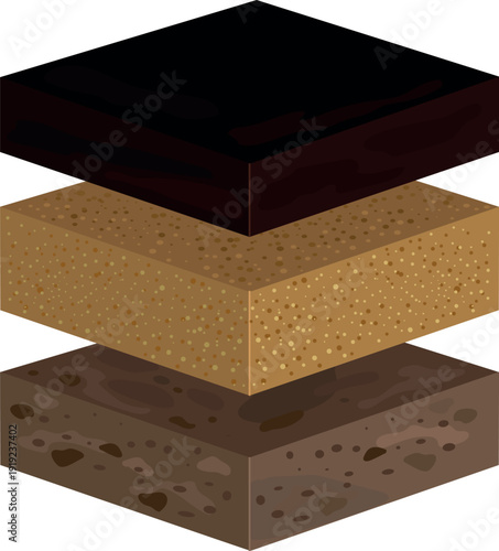 Soil profile diagram. A lawn planting diagram showing the soil layers: topsoil, sand layer, and native soil.