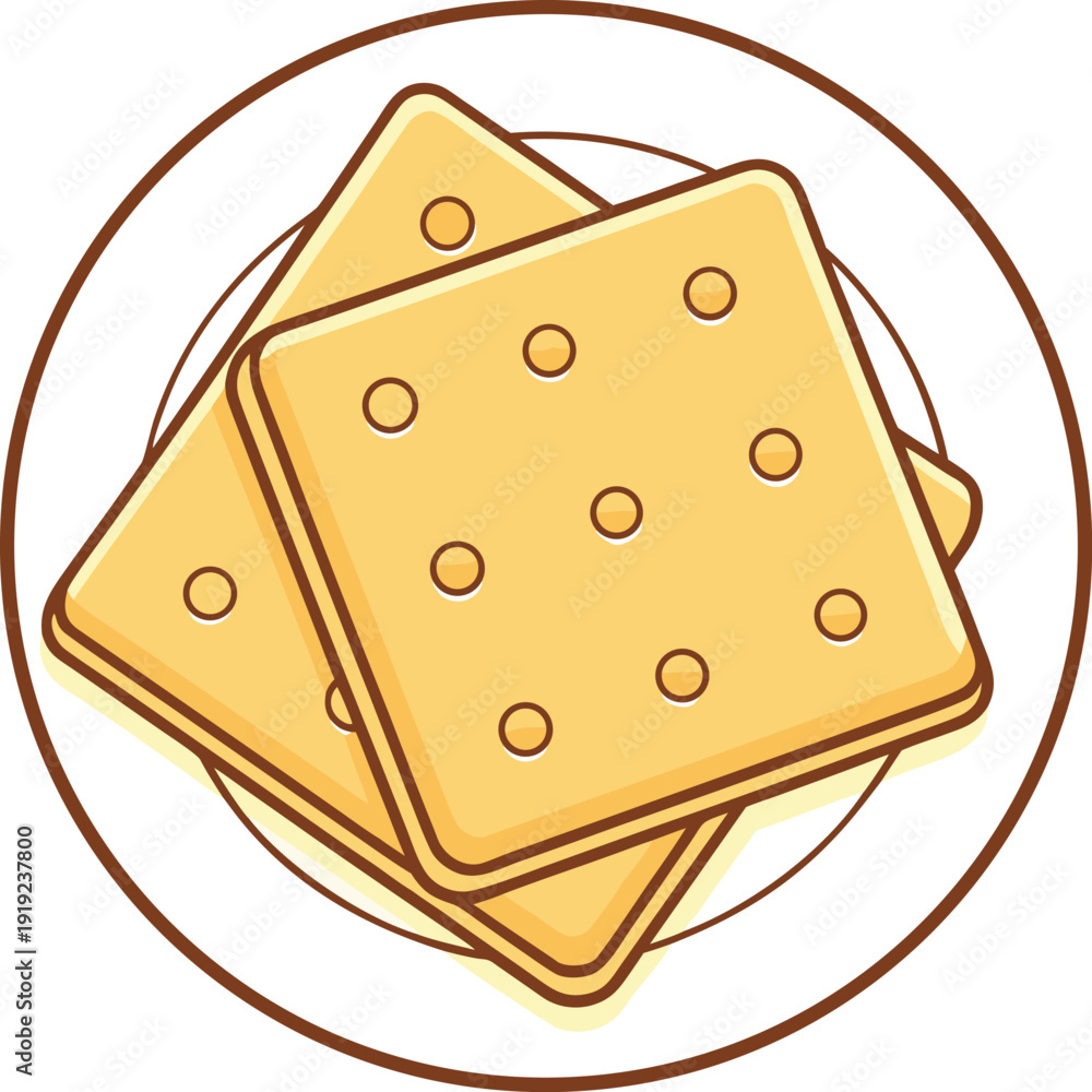 Fotografie A plate of delicious square shaped crackers with holes perfect for snacking or s