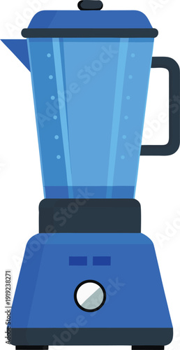 Vibrant blue electric blender with black accents and handle for smoothies and food preparation