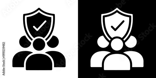Public safety icon concept in flat black and white style on clean background vector illustration design.
