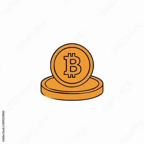 Golden Cryptocurrency Coins With B Symbol On White Background Illustration
