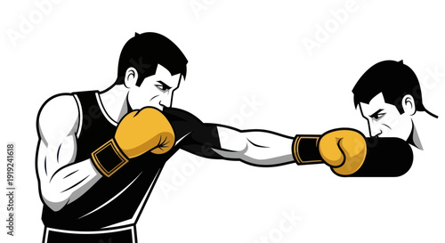 Boxer silhouette delivering punch illustrating power and action