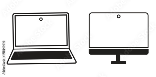 A collection of computer and laptop icons in flat vector style, technology symbols, suitable for website design, logos, apps, templates, UI, and more. Vector illustrations.


