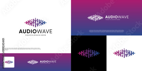 digital audio innovation logo, broadcasting technology, communication, vector design illustration