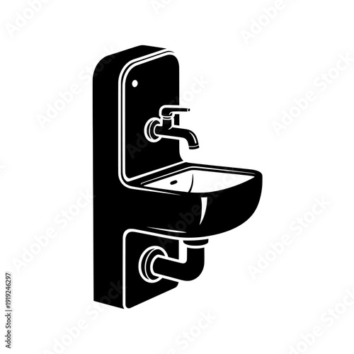 Black Sink Illustration: A sleek, modern black sink design, a minimalist representation of functionality and design.