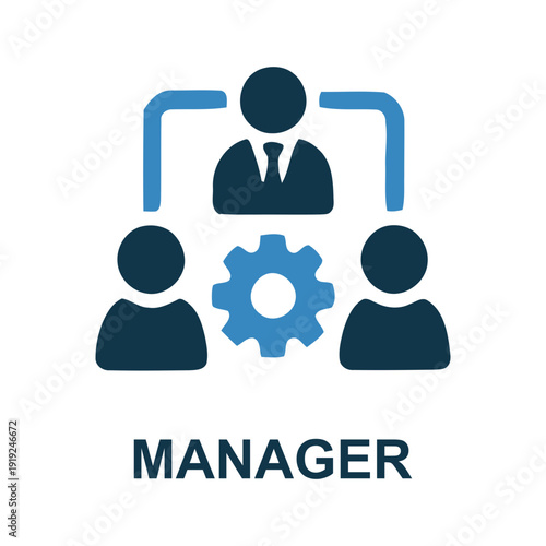 Managerial Illustration: A stylized illustration depicting a manager overseeing a team, with a gear symbol representing processes and workflows.