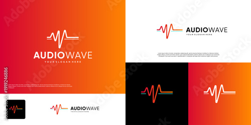 minimalist audio waves, frequency symbols and equalizer, digital music, vector design templates.