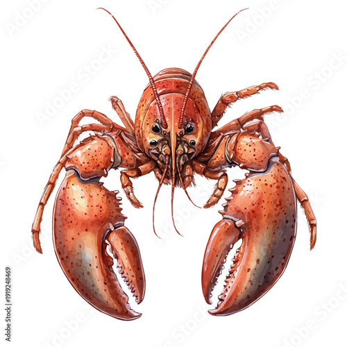 Lobster, beautiful watercolor illustration, isolated on a white background, soft and delicate colors.