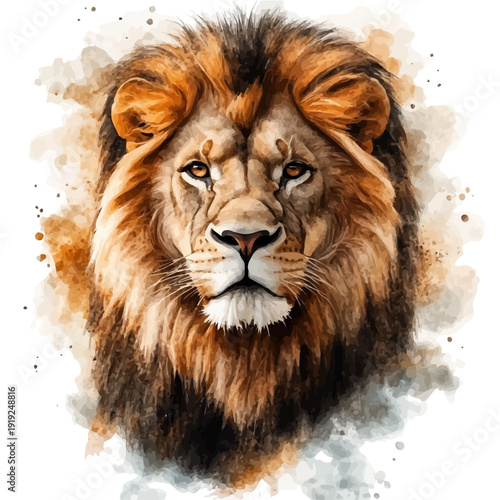 Lion, soft and charming watercolor, isolated on a white background, delicate and elegant style.