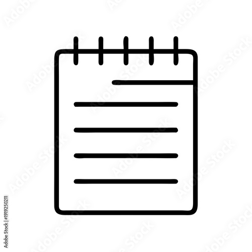 Simple notepad icon with blank page and binding