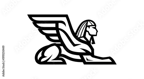 Winged sphinx illustration in modern style