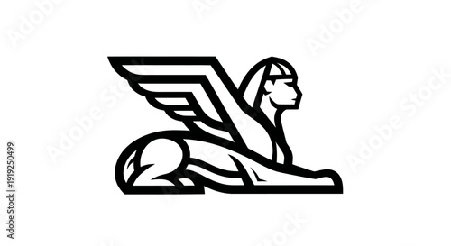 Winged sphinx illustration in modern style