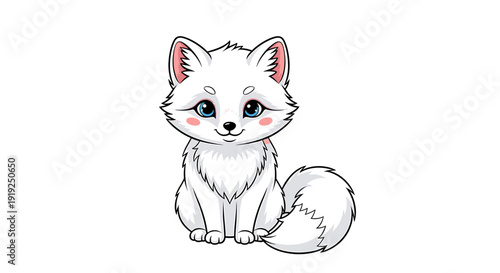 Cute white cat peeking over black border illustration