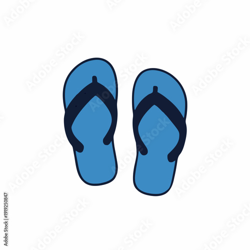 Pair Of Blue Flip Flops On A White Background Summer Footwear Beach Casual Style