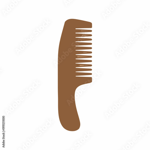 Simple Brown Wooden Comb With Wide Teeth Isolated on White Background Object for Hair Styling and Grooming