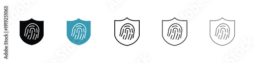Biometric security icon in line art style on white background for graphic and web design.