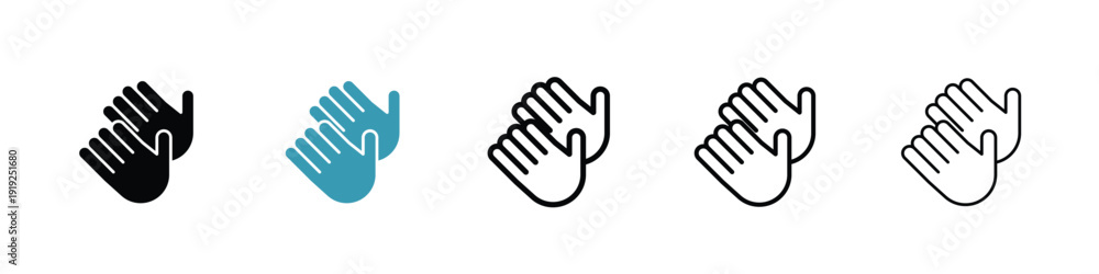 Fototapeta premium Clapping hands icon in line art style on white background for graphic and web design.