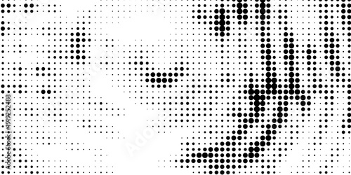 Halftone dotted abstract background. Grain gradient texture background with dots. Noise Stipple pointillism pattern. Sand, grain, grunge stipple effect. Abstract texture, vector illustration. modern