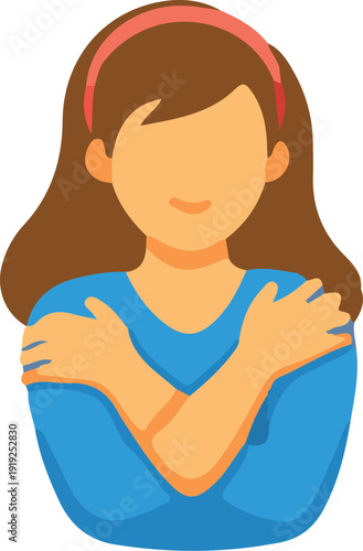 illustration of a woman hugging herself