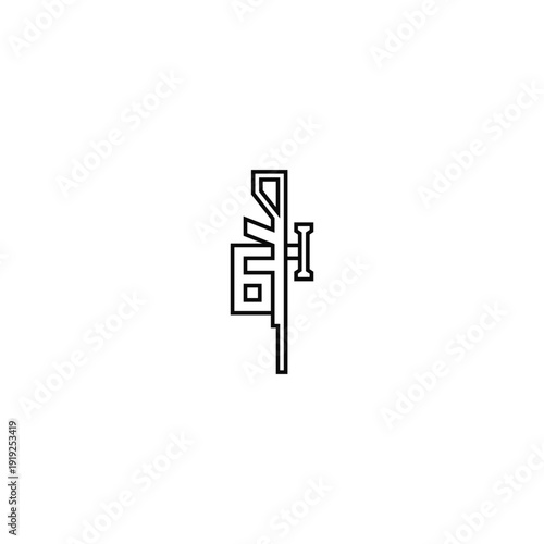 6 number sniper riffle logo concept.