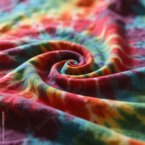 Vibrant Colorful Tie-Dye Fabric Texture with Swirling Patterns