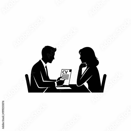 Man and Woman Reviewing Resume Together.