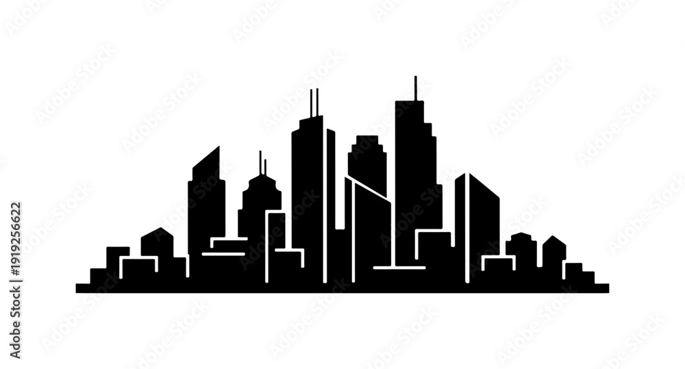 Fototapeta premium Modern Minimalist Skyline Vector Illustration