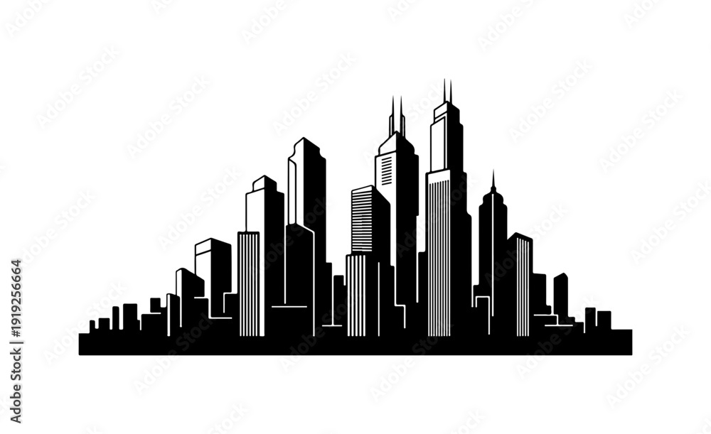Obraz premium Modern Minimalist Skyline Vector Illustration