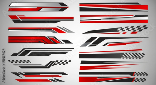 Collection of abstract racing car stripe decals and graphics.