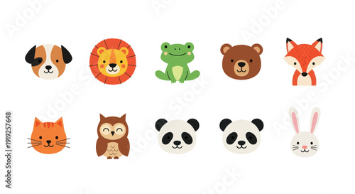 Cartoon animal faces collection