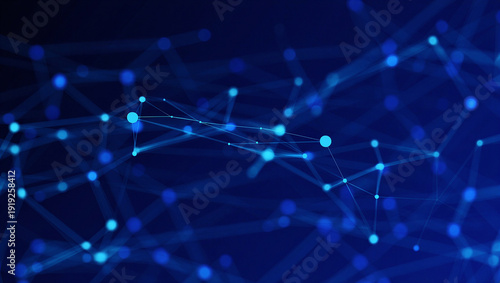 Abstract Blue Network Background with Interconnected Lines and Dots for Technology