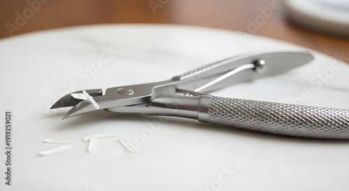 Scissors on a white.