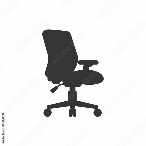 Silhouette of a modern office chair on a white background highlighting ergonomic design and office furniture concepts in a clean studio setting.