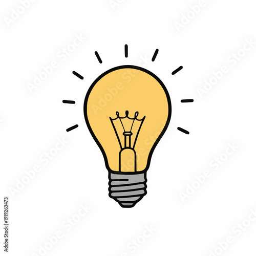 A Classic Incandescent Light Bulb Illuminates With A Bright Yellow Glow On A Clean White Background Symbolizing Ideas And Innovation