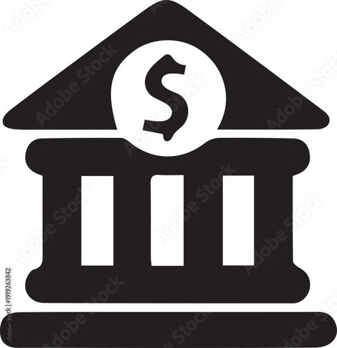 Vector illustration of a classic bank building with columns, representing finance, wealth, and financial institutions, rendered in a clean, professional style.