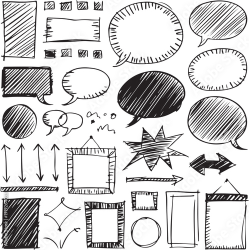 Collection of various speech bubbles and comic book style graphic elements