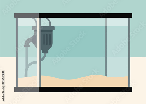Empty Box Aquarium With Water Filter Illustration Creative Design Template 
