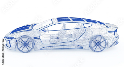 Transparent Electric Car Prototype Showing Internal Components.