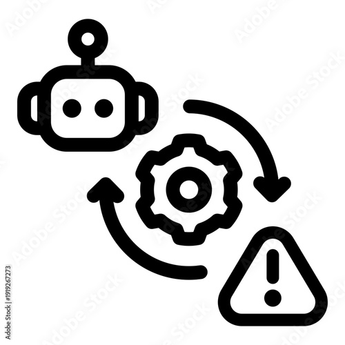 Error Handling AI Icon. Vector Line Icon	