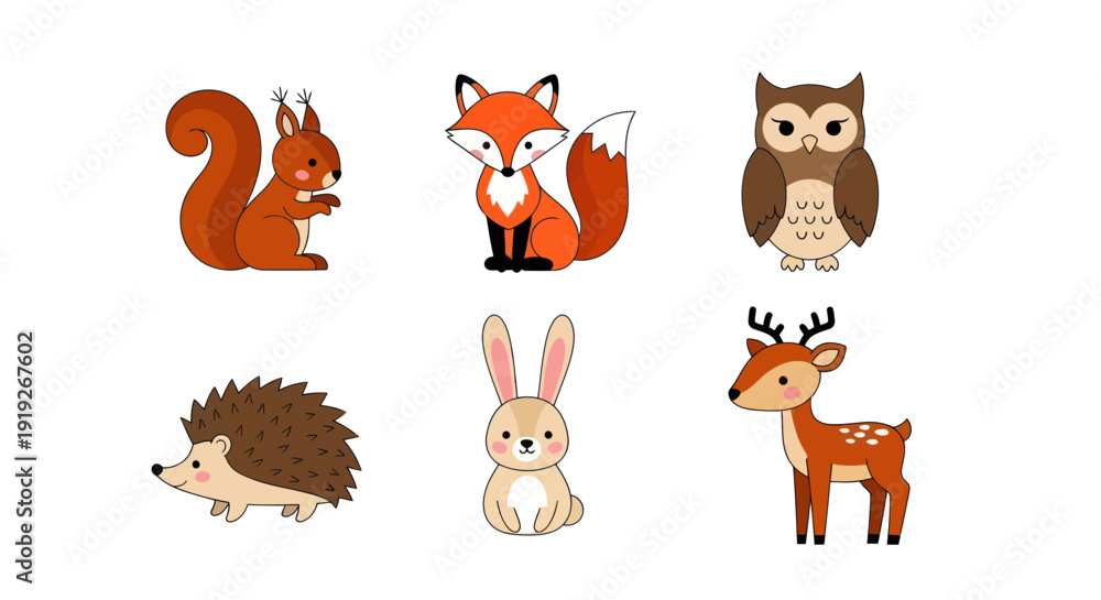 Fototapeta premium Cartoon forest animals illustration