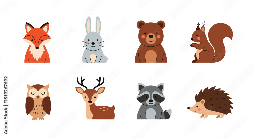 Fototapeta premium Cartoon forest animals illustration