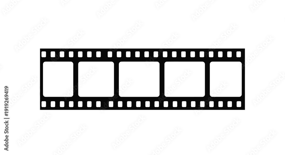 Fototapeta premium Black and white film strip illustration with five frames visible