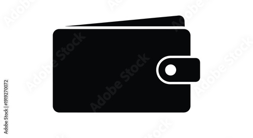 Simple black icon depicting a closed wallet with a snap closure