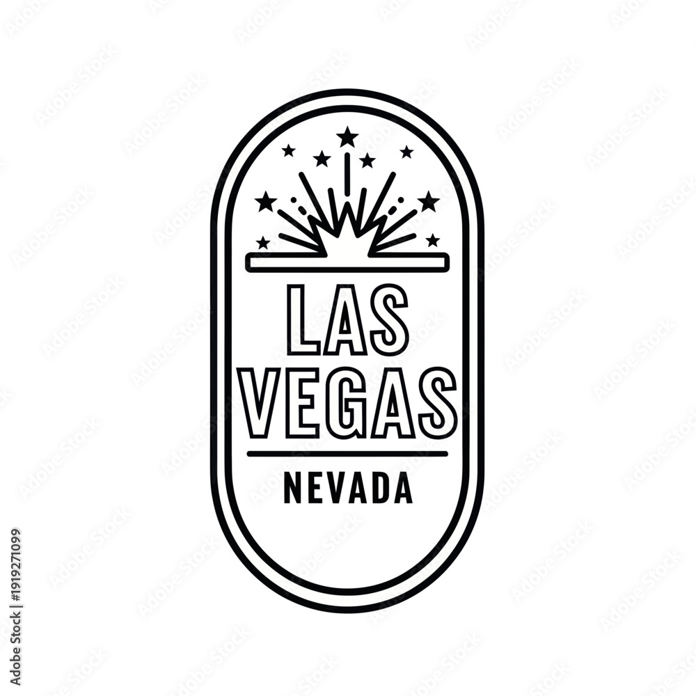 Ταπετσαρία Las Vegas Nevada Retro Emblem with Stars and Fireworks