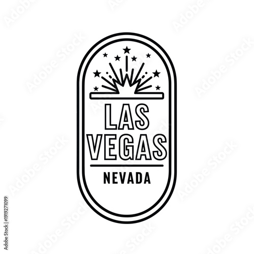 Photography Las Vegas Nevada Retro Emblem with Stars and Fireworks